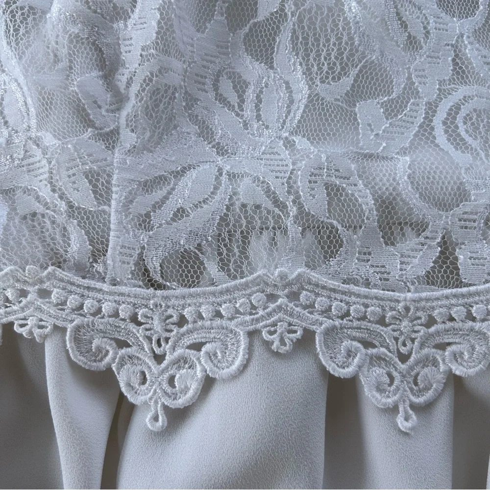 Vintage White Maxi Dress Lace Boho Bohemian Wedding Bride 60s 70s - Picture 6 of 11